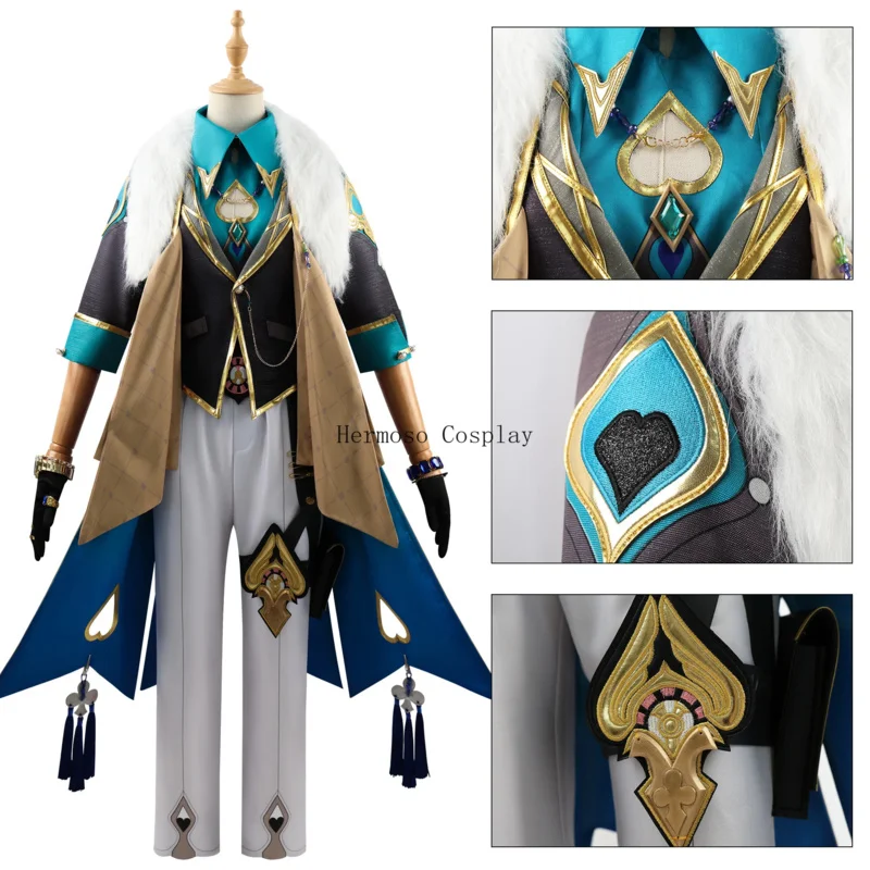 High Quality Aventurine Cosplay Costume Wig Honkai Star Rail Uniform Sunglasses Interastral Peace Corporation Halloween Men Suit