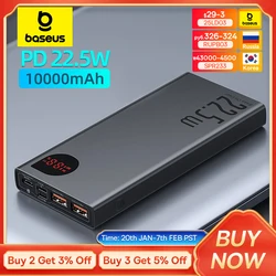 Baseus Power Bank 10000 mAh mit 22,5 W PD Schnellladung Powerbank Tragbares Ladegerät für iPhone 16 15 14 13 Pro Max Xiaomi