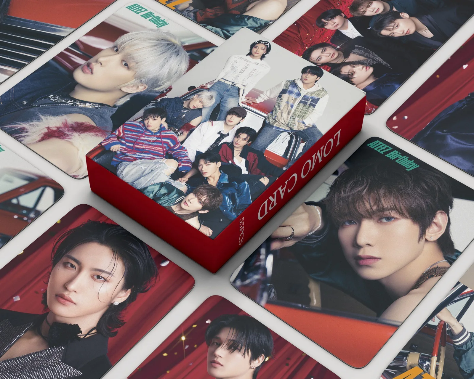 55Pcs/Set Idol ATEEZ New Album BIRTHDAY Lomo Cards Photocards HD Double Sided Printd Postcards Hongjoong Yunho Jongho Fans Gifts