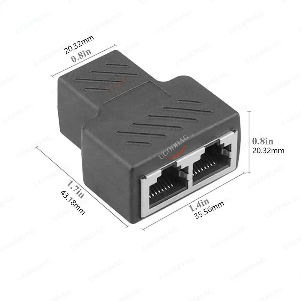 Practical RJ45  Network Splitter Adapter Port CAT5/6 LAN Ethernet Cable High Performance 1 to 2 Ways Dual Female Switching