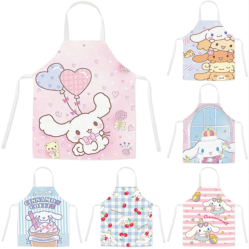 

Kawaii Sanrio Children's Parent-Child Apron Cinnamoroll Cartoon Sleeveless Kitchen Aprons Oil Proof Antifouling Cleaning Tools