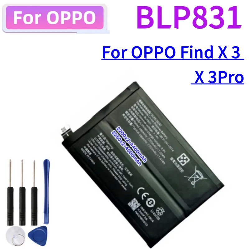 New High Quality Replacement Battery  BLP831 2200mAhx2 Battery for OPPO Find X 3 FInd X 3Pro Mobile Phone Batteria +Free Tools