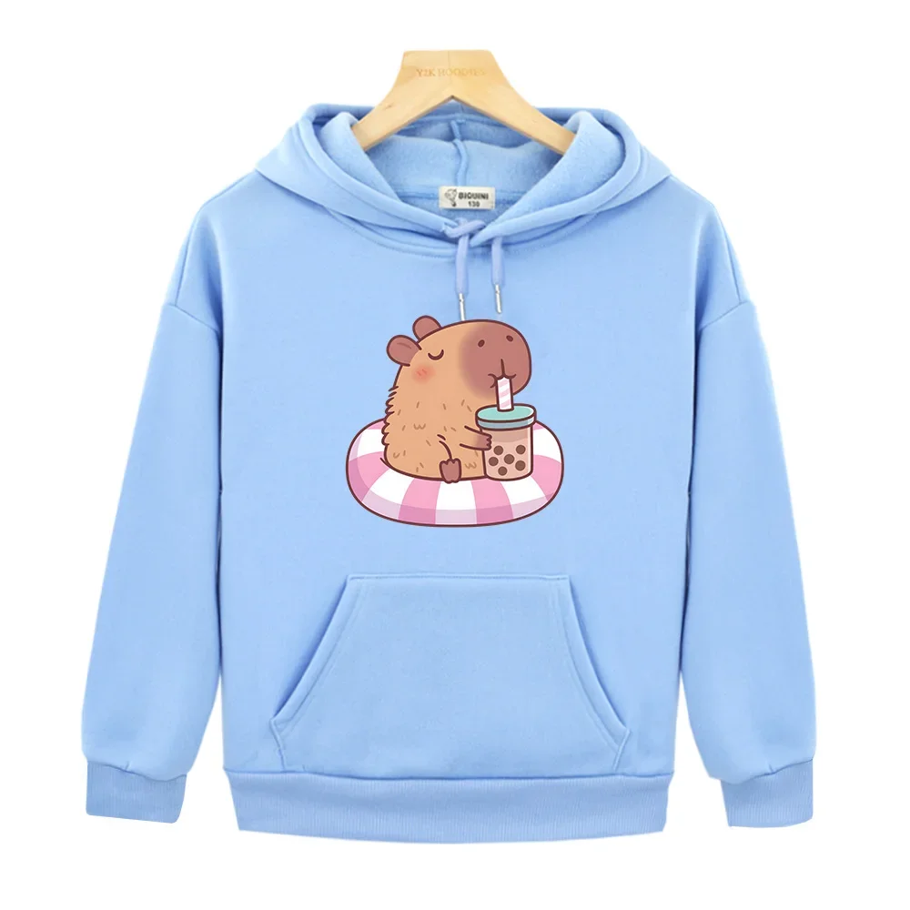Capybara ama bere Bubble Tea felpe Kawaii ragazzi ragazze comoda felpa per autunno/inverno abbigliamento manica lunga bambini