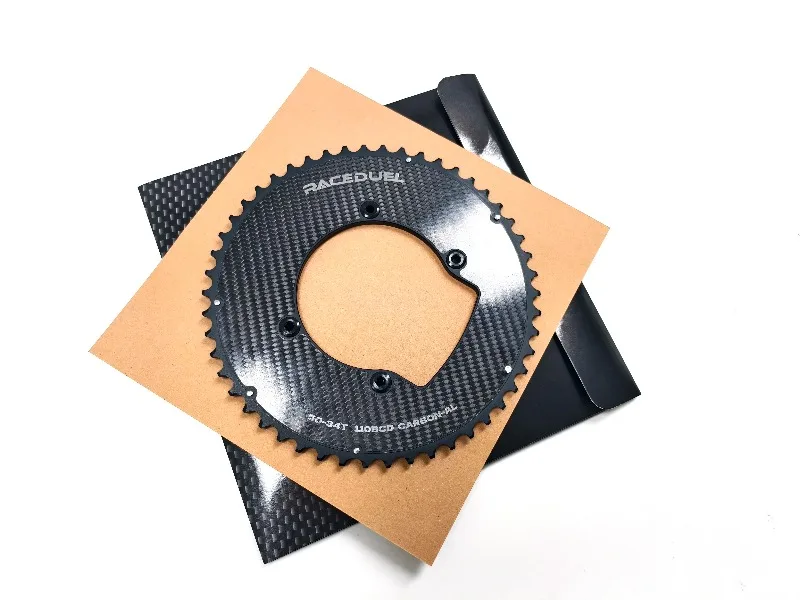 RACEDUEL 110BCD Carbon Crankset 11/12 Speed Double Chainring for Shimano R7000 R8000 R9100 R9200 50-34T/52-36T/53-39T/54-40T
