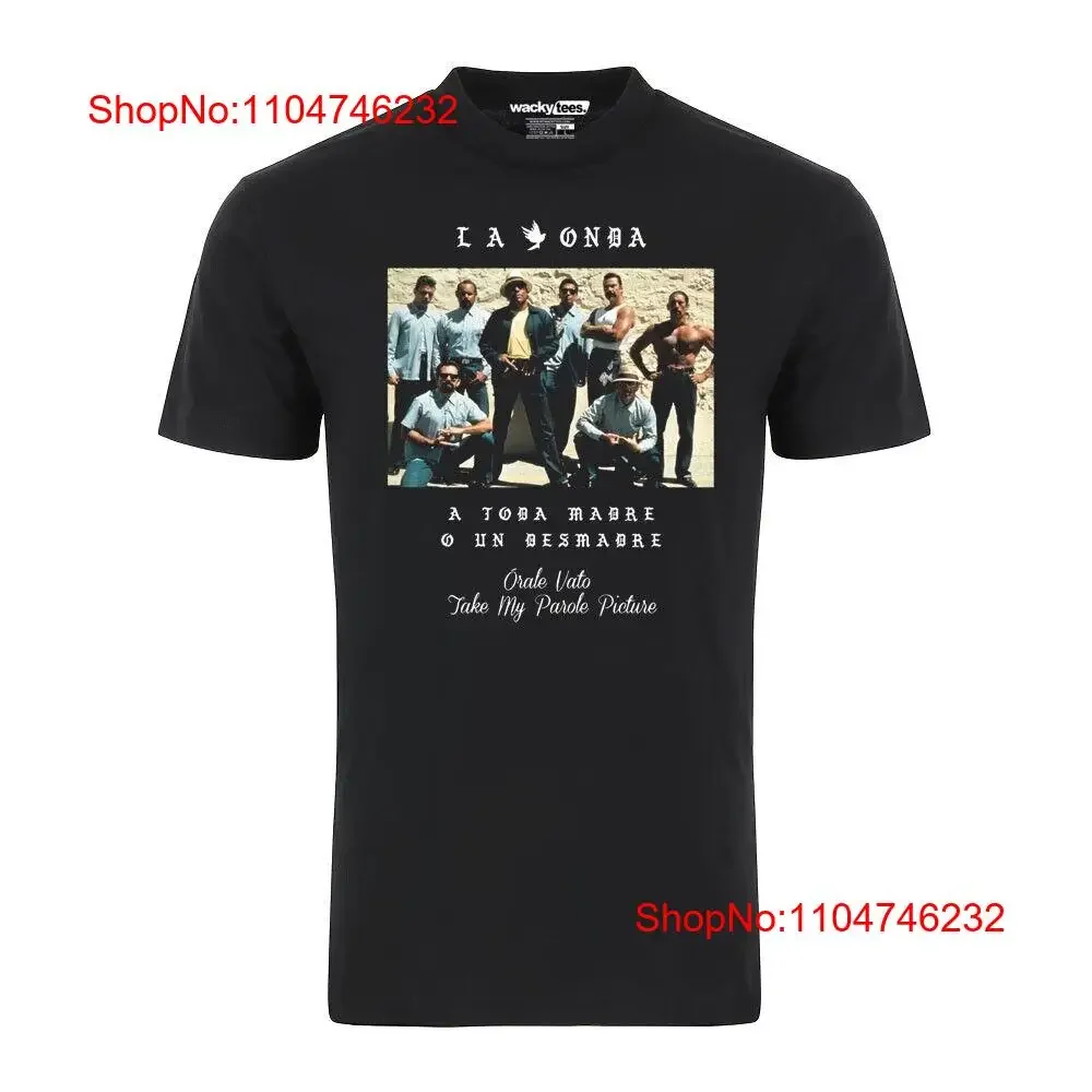 La Onda Blood In Out Parole Picture Vatos Locos camiseta vintage lavada ropa de diseñador gráfico ligeramente transpirable cómodo