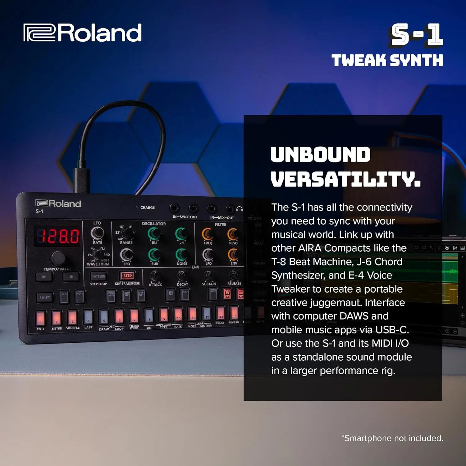 بوليسينث صغير محمول للغاية مع أدوات تحكم صوت متقدمة لإنشاء الموسيقى