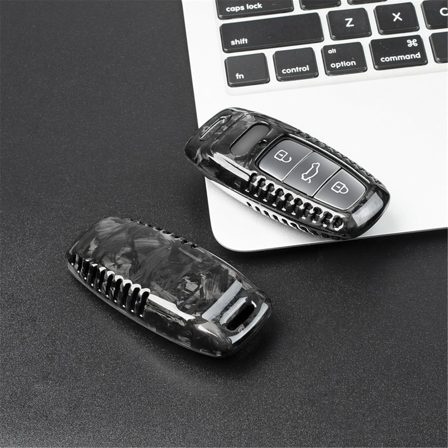 for Audi Key Fob Cover, Carbon Fiber Key Case Key Shell for A3 A6-A8 E-Tron S3 RS6-7 Q8 SQ7-8 Car Accessories Key Protector