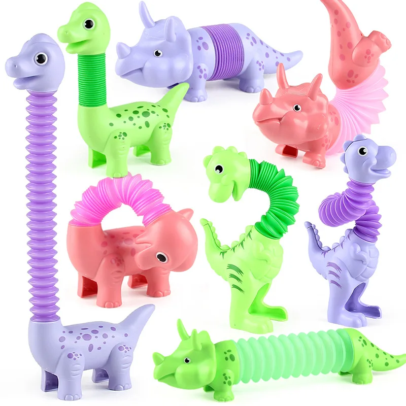 Creative Dinosaur Squeeze Toy Kids Pop Tubes Sensory Toy Stress Relieve Bellows For Girls Boys Teens Childrens Anti-stress Gifts