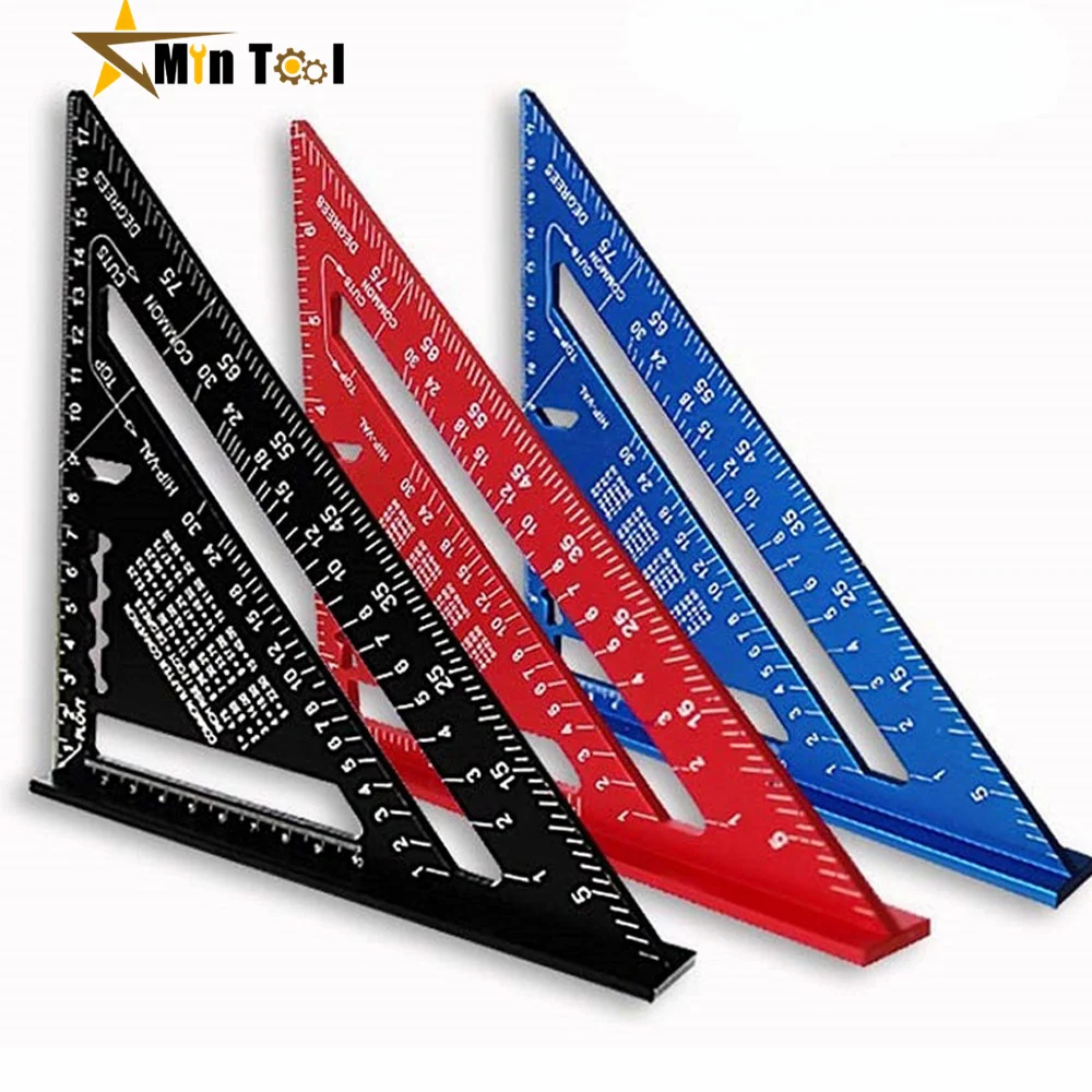 Triangle Ruler 7Inch Measurement Tool Aluminium Alloy Carpenter Tools Inch Metric Angle Ruler Square Woodworking Measuring Tool