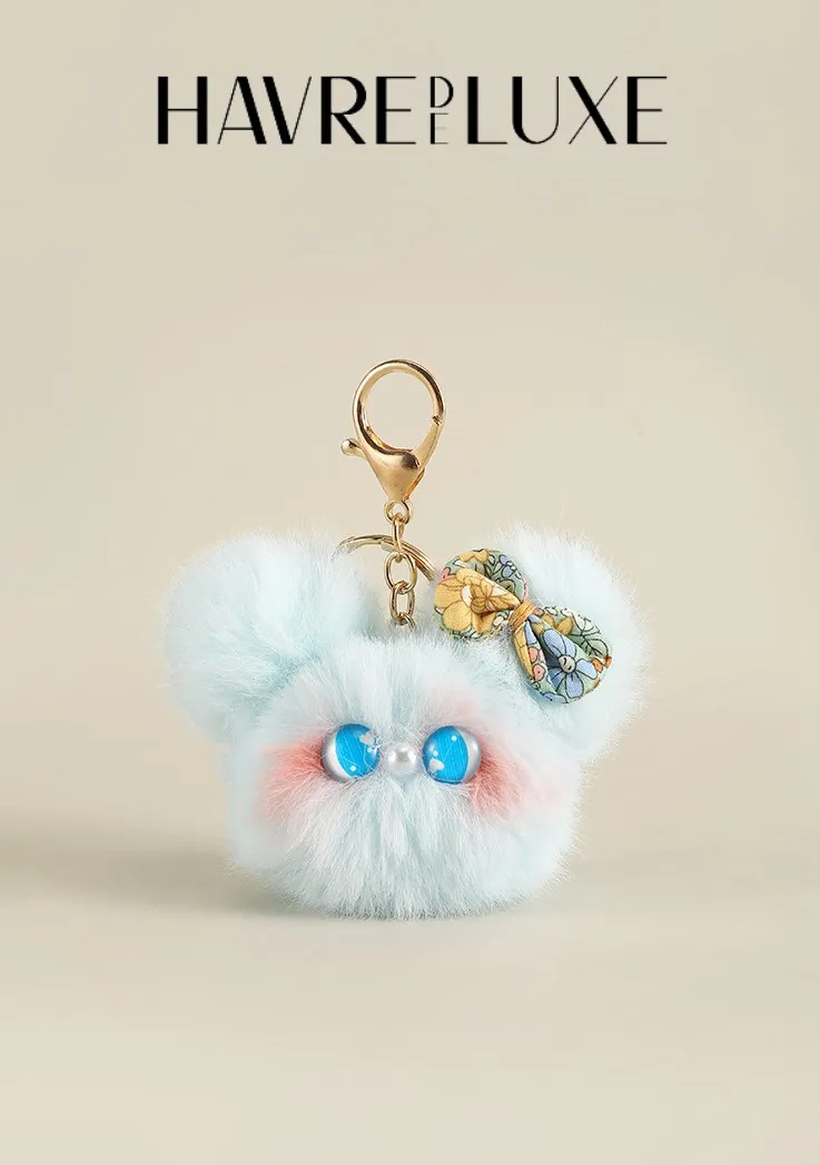 HAVREDELUXE Keychain Soft and adorable cute cat microphone head pendant girlish doll blush cat exquisite doll schoolbag pendant