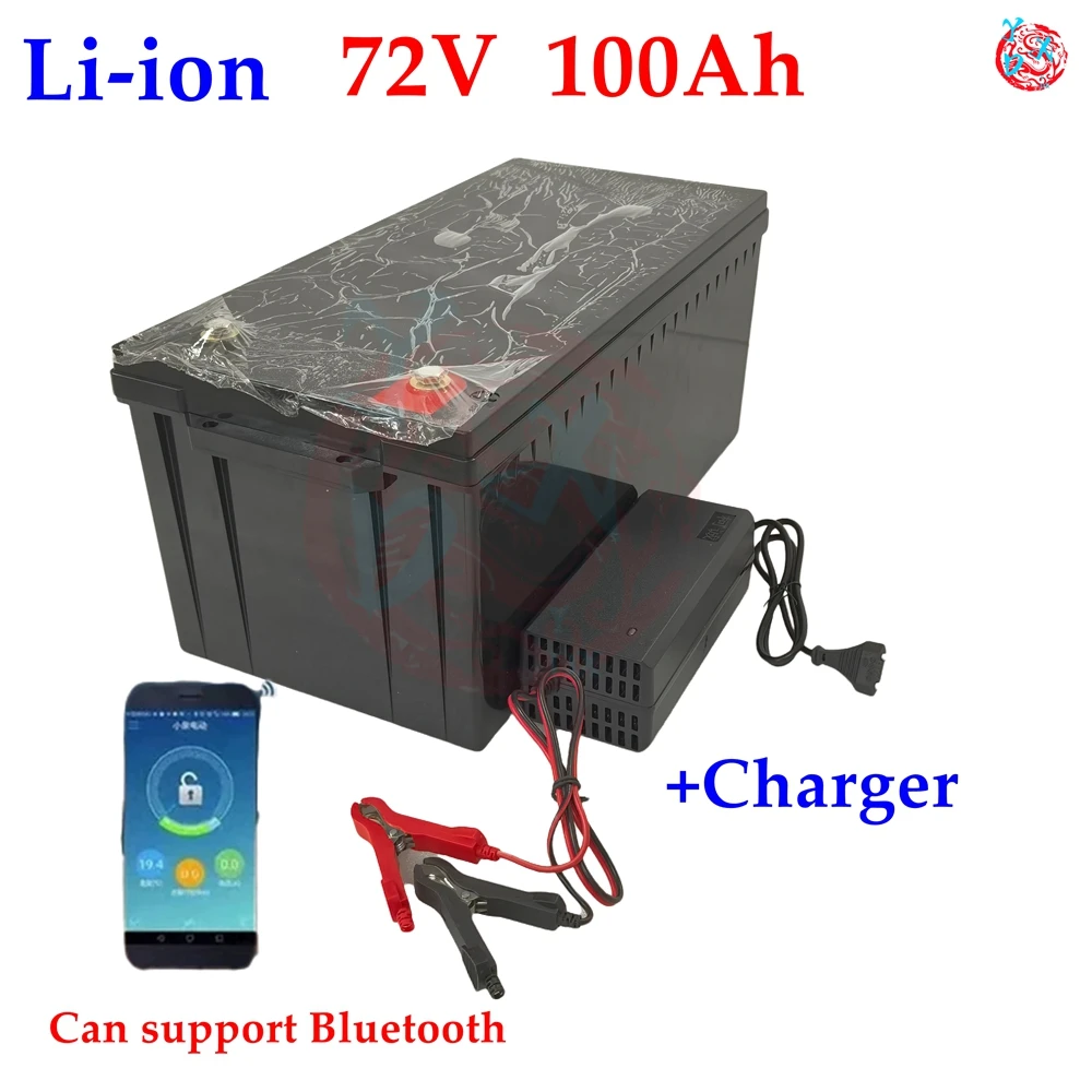 lithium 72V 100AH li ion battery bluetooth BMS APP for 5000W 8000W scooter AGV demo Go Cart Skateboard bike +10A charger