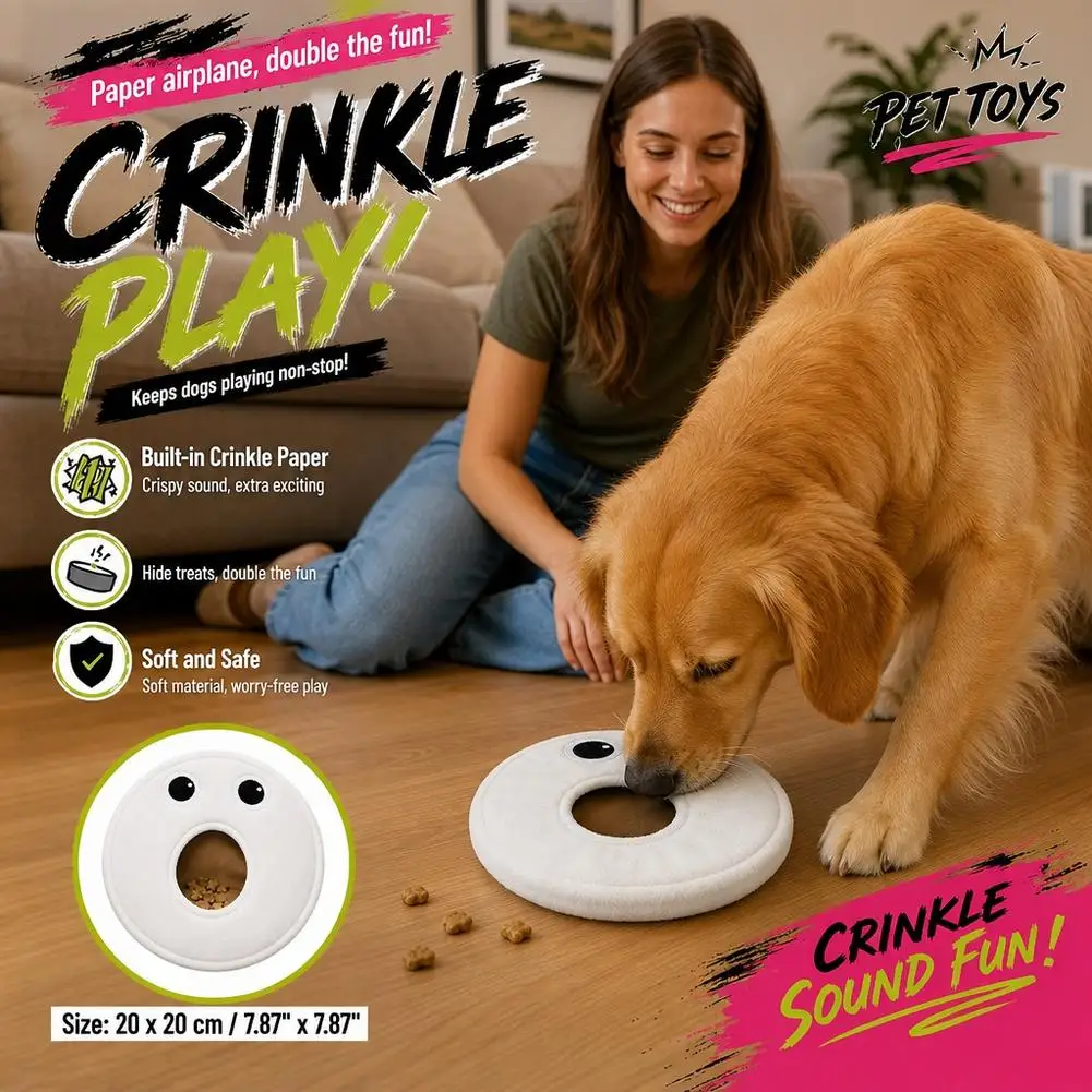 Plush Dog Squeaky Toy Interactive Snuffle Treat Hiding Dog Toy Funny Expression Crinkle Chew Toy For Small Large Dogs
