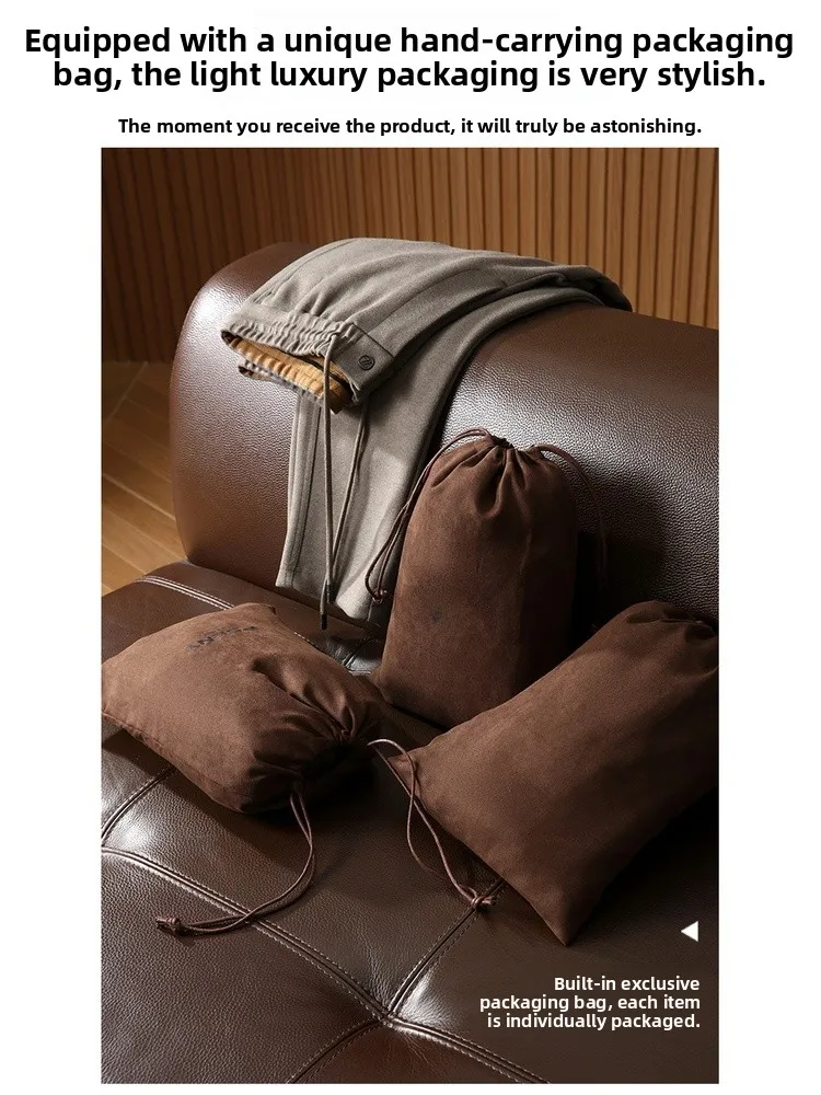 الإيطالية الفاخرة خلات الصوف الرجال سراويل تقليدية دافئة مرونة الخصر مستقيم الساق الخريف الشتاء Faion Ci Sle اللون الأساسي