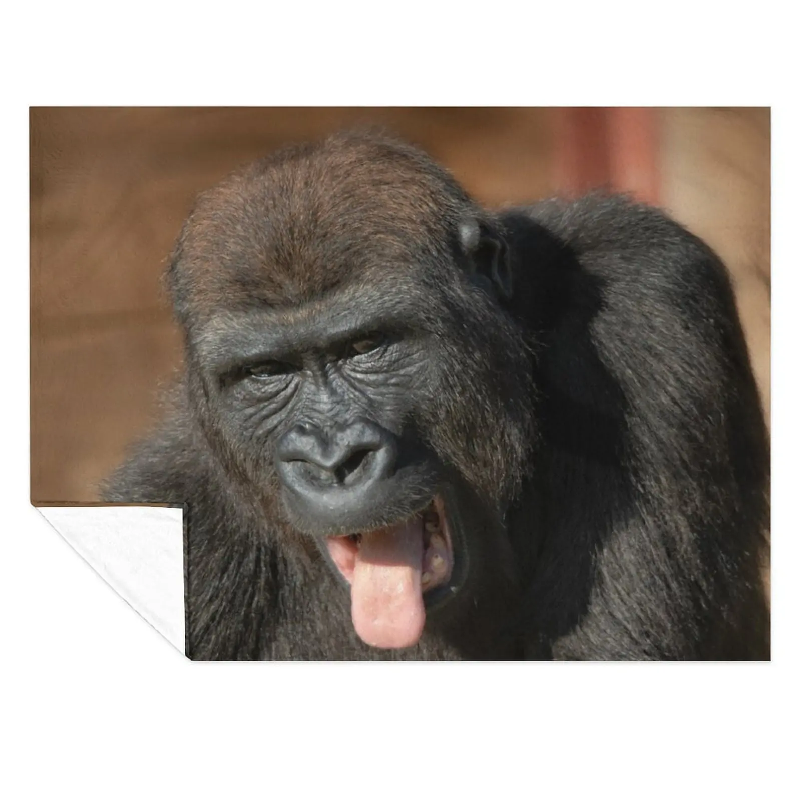 

Gorilla Lope Showing His Tongue Throw Blanket Winter beds Hairys Bed Vintage Blankets