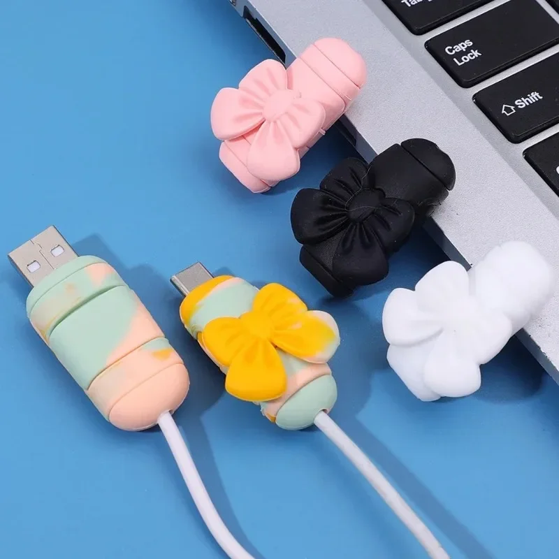 Cartoon Soft Silicone Data Cable Protective Wire Winder Saver for Android Type C Micro USB Phone Charging Cords Protector Cover