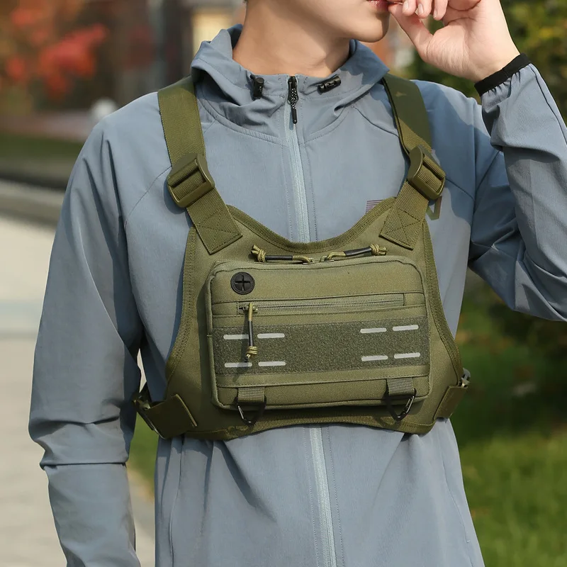 Tactical MOLLE Chest Rig Vest for Camping Hunting, Adjustable Shoulder Bag with Pouch, Outdoor Gear for Men, Fishing, Cycling 가방