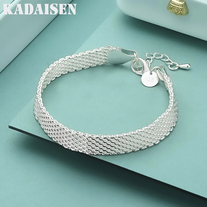 Noble Cute 925 Sterling Silver Mesh Braided Design Sparkling Bracelet For Women Party Jewelry Couple Gifts