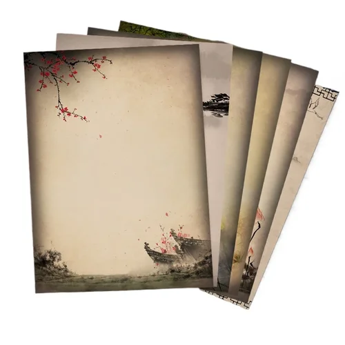 Juego de 8 hojas de papel Kraft Retro para escribir letras, papelería de estilo chino, Bloc de letras, papel de pintura, suministros escolares y de oficina