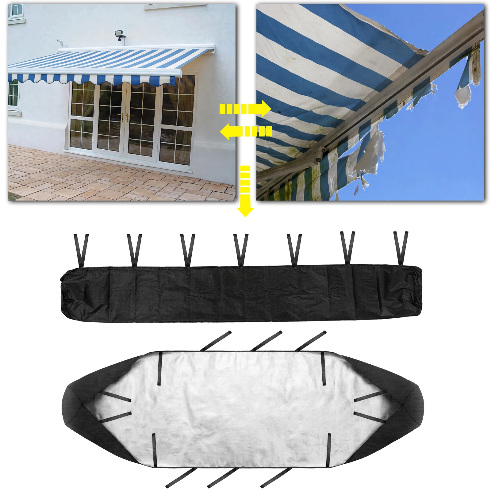 2.5/3/3.5/4M Patio Awning Protector Cover Garden Rain Shed Storage Bag Rain Cover Retractable Roller Shutter Awning Dust Cover