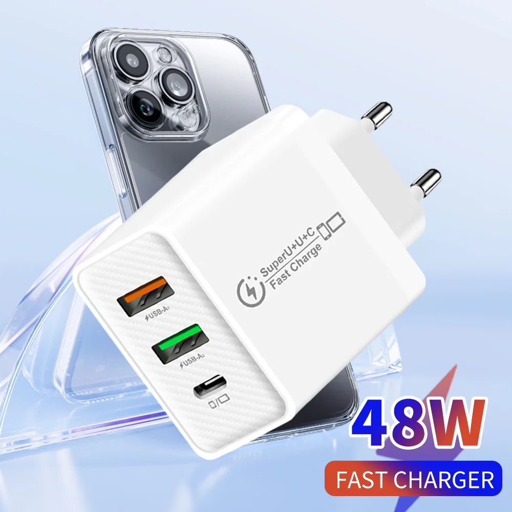 48W USB Typ C Ladegerät Schnellladung Handy Ladegerät Netzteil für iPhone Samsung Xiaomi Huawei PD QC3.0 Wandladegerät
