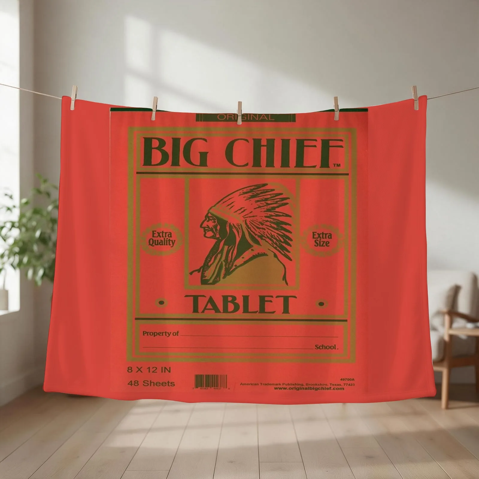 Big Chief Vintage Tablet Cover Throw Blanket couch cozy soft plush fuzzy picnic outdoor blanket