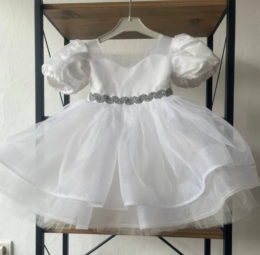 First Communion Dresses Stoned Waist Little Princess Flower Girl Dress Wedding Party Ball Gown Birthday Gift