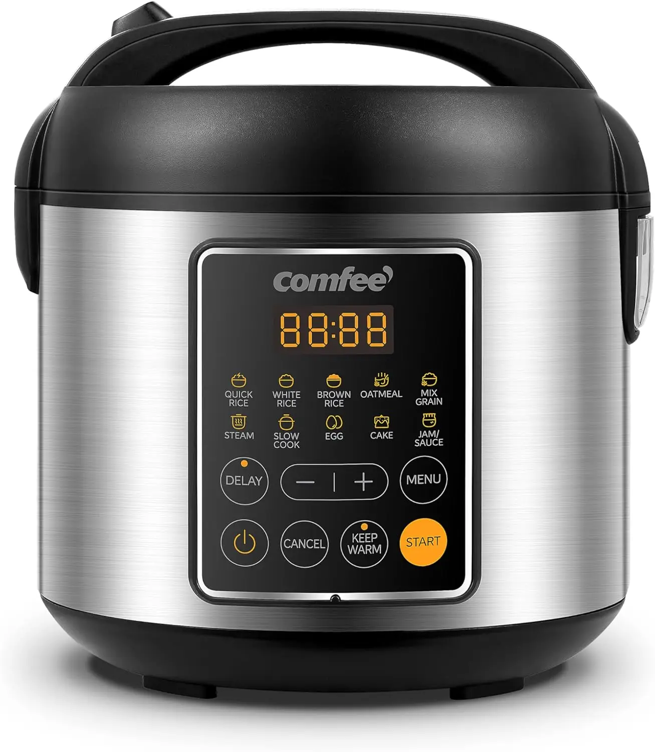 

Rice Cooker, 4 Cups Uncooked, 8 Cups Cooked Slow Cooker, 2 Qt Small Multicooker with 10 Presets, Steamer & Grain Cooker