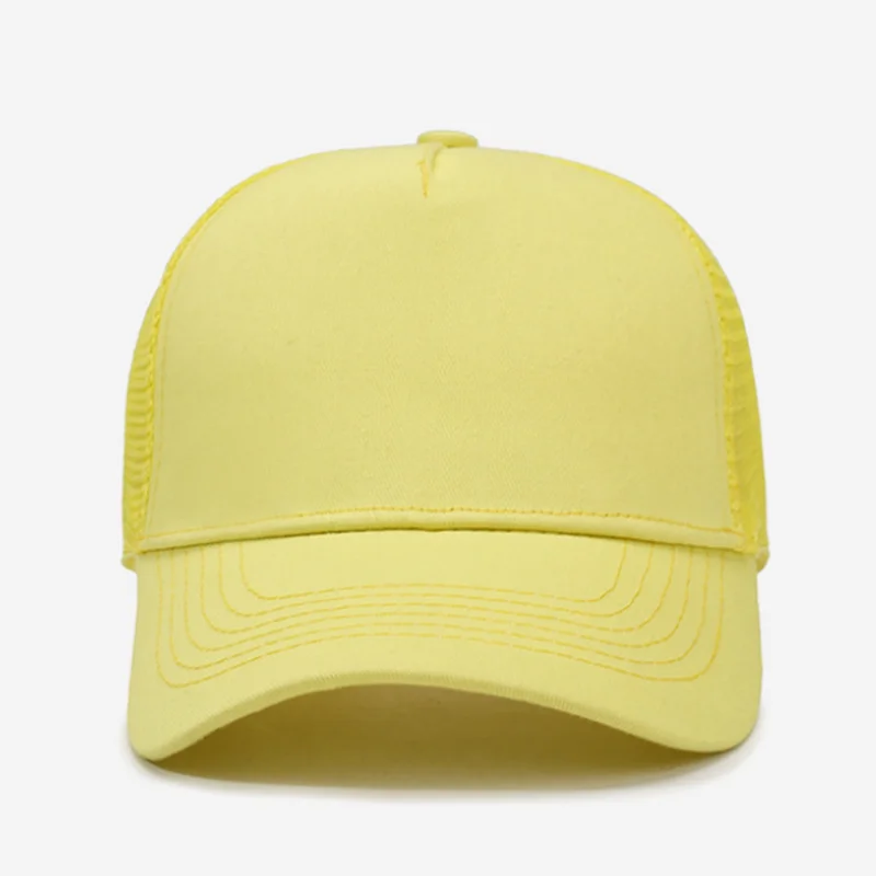 Cotton 5 Panel Baseball Cap Custom Logo Hard Top Solid Color Blank Sun Hats Men Women Mesh Breathable Trucker Caps