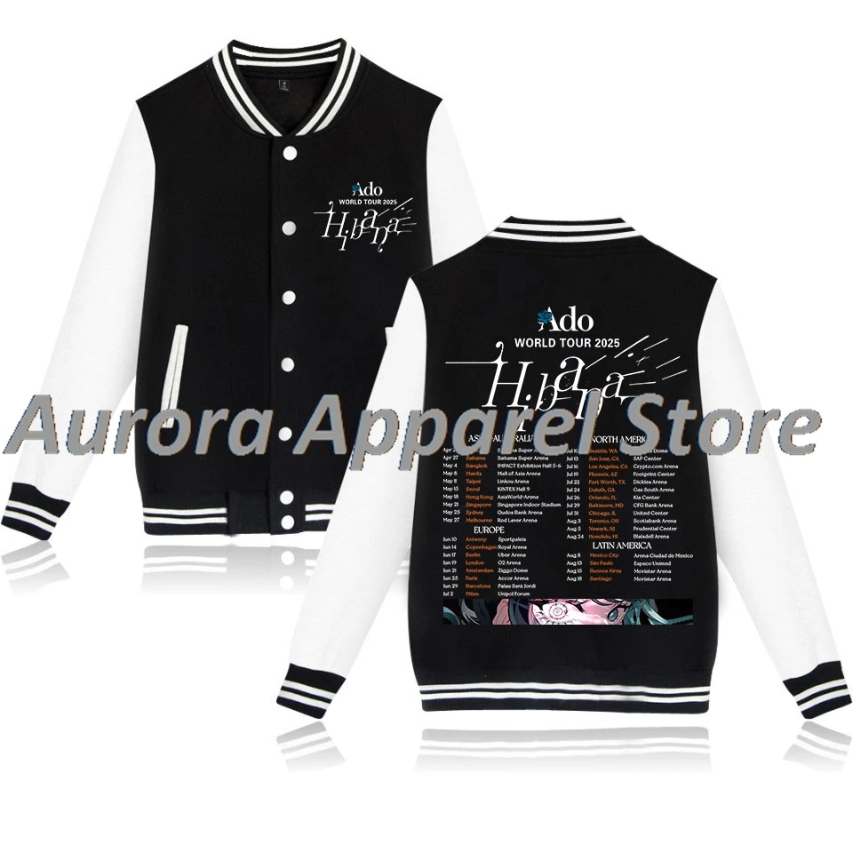 

Ado Hibana World Tour Merch Бейсбольная куртка Косплей Женщины Мужчины Модные толстовки с длинными рукавами