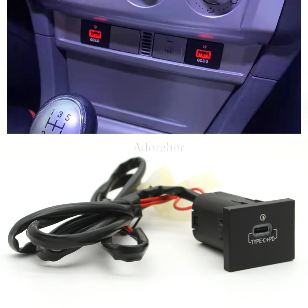 Car USB QC3.0 Charging Interface Socket Fast Charger Outlet Power Adapter Type C PD for Ford Focus 2 2004-2010 Mk2 Accessories