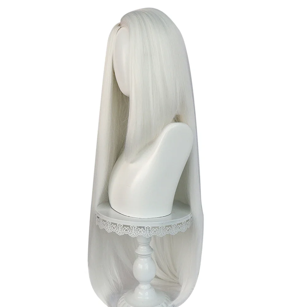 New 2024 Anime Vaggie Cosplay Wig Girl White Long Straight Hair Heat Resistant Synthetic Wigs Cap Masquerade Halloween Dress Up