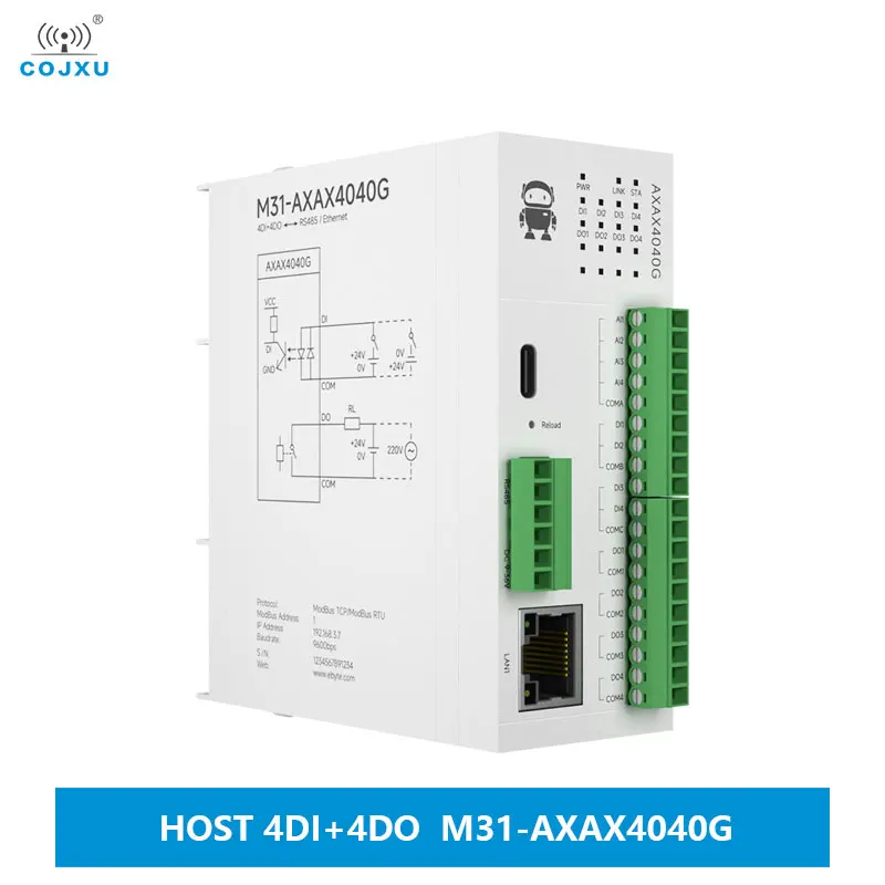 4DI+4DO Distributed Remote IO Module Analog Switch Acquisition Host Module COJXU M31-AXAX4040G Free Splicing Support PNP NPN