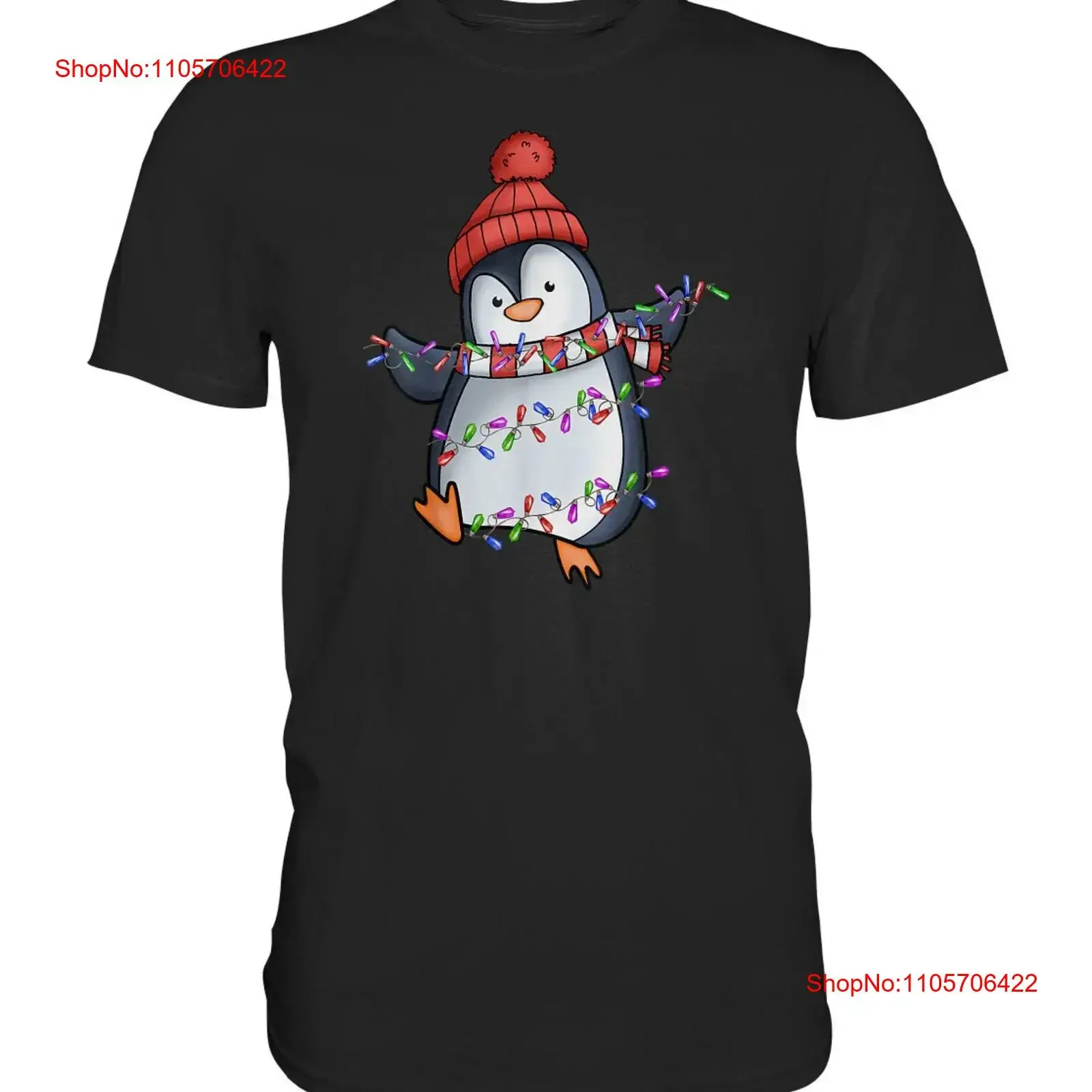 Christmas Penguin Santa Claus Penguins Fairy Lights T Shirt Premium vintage Washed homme Soft Stretched Versatile graphic
