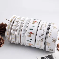 New 10/25mm 15 Meters Christmas Ribbon Printed Christmas Polyester Ribbon For Handmade Design Christmas Decoration Gift Packing