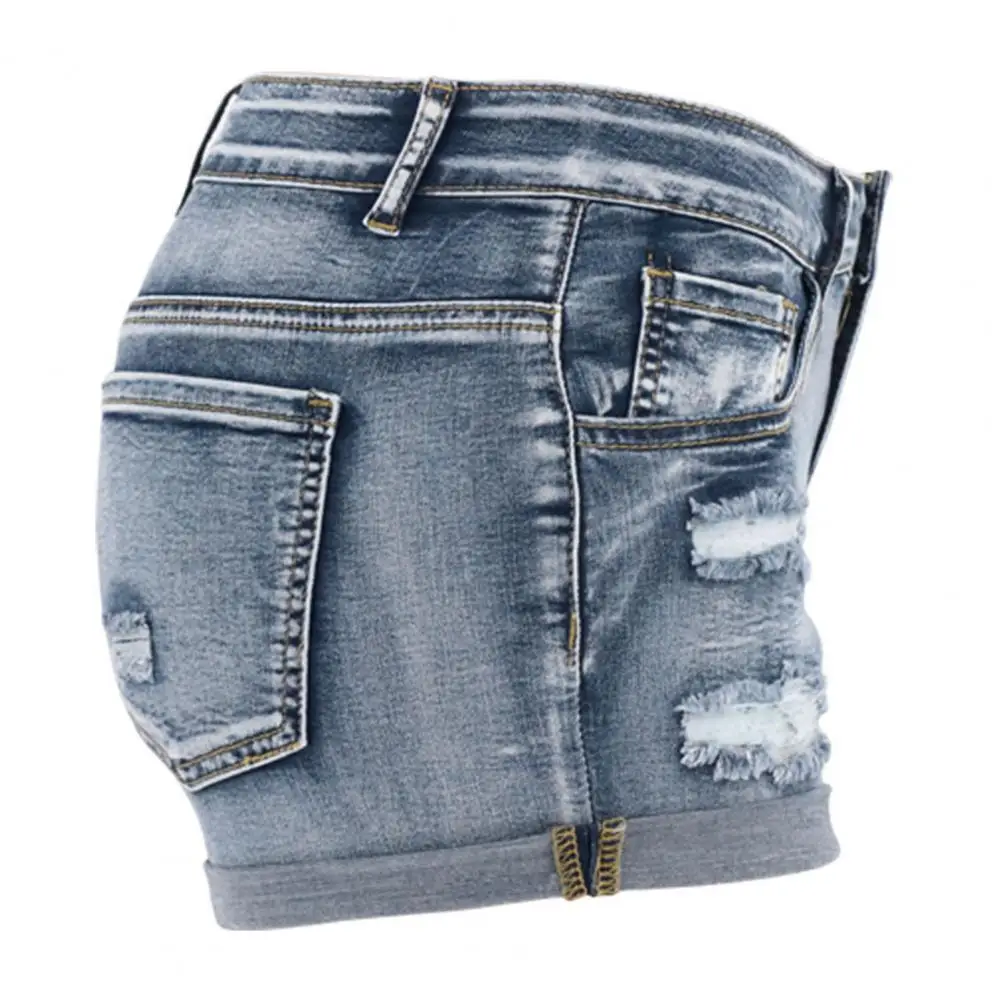 Women's Low Rise Elastic Tight Curled Denim Shorts Summer New Hot Girl Street Casual Hip Wrap Sexy Mini Shorts Female