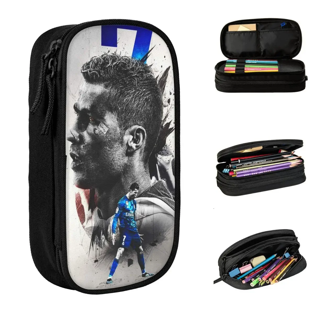 

Lovely Football Soccer-CR7 Pencil Cases Pencilcases Pen Box for Student Big Capacity Bag Office Zipper Stationery