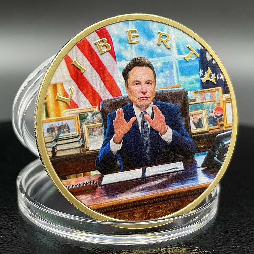 2025 إيلون ماسك تحدي عملة الولايات المتحدة رئيس الانتخابات تحصيل الذهب والفضة مطلي تذكارية هدية 3 أنماط ميدالية
