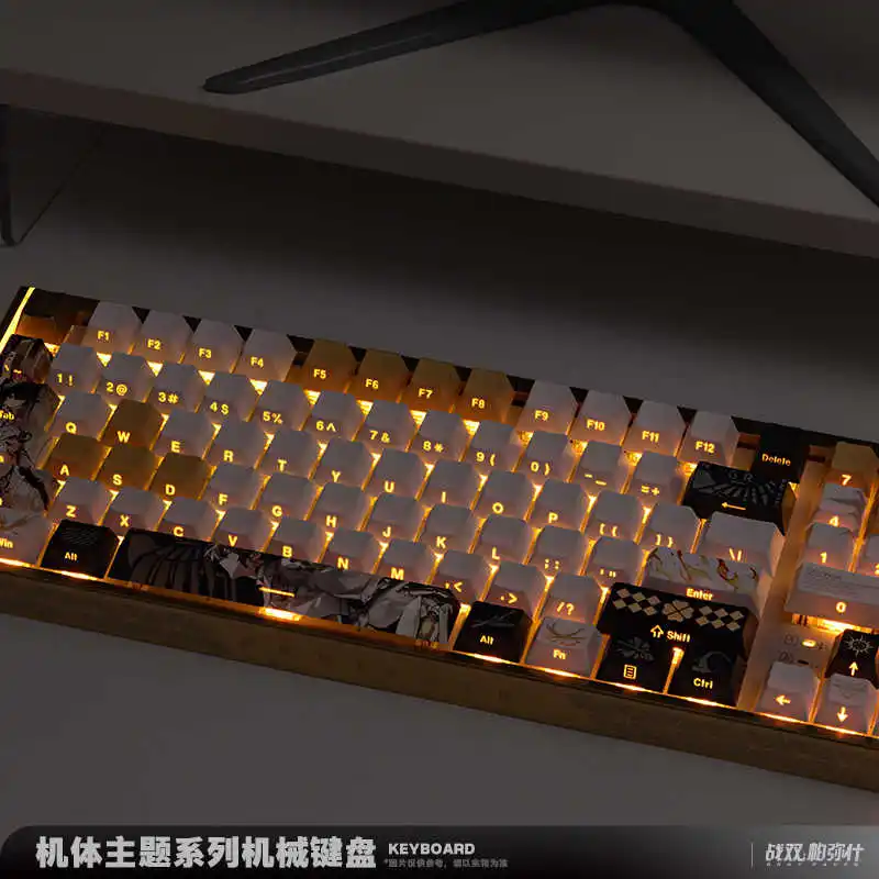 การลงโทษอย่างเป็นทางการ: คีย์บอร์ดกลูเซียสีเทา Keyboard Gaming RGB อะนิเมะฟิกเกอร์อุปกรณ์ประกอบฉากตุ๊กตาเกมของเล่นสำหรับ ki