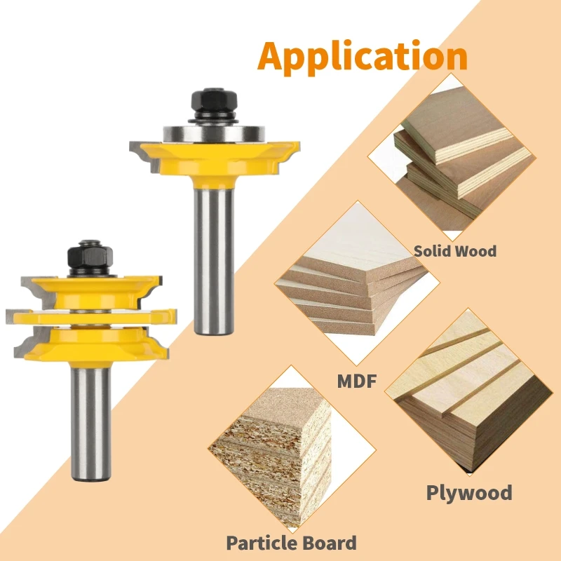 YUSUN قابل للاسترداد حبة باب زجاجي بت مجموعة قاطع خشب سبيكة كربيد راوتر بت النجارة قاطعة المطحنة لمطحنة الوجه الخشبي