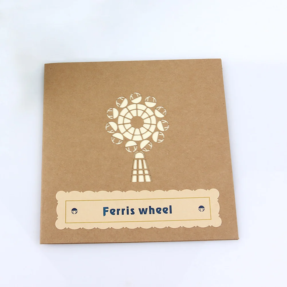 3D Greeting Card with Ferris Wheel Design 15x15cm Handmade Pop Up Structure Exquisite Craft for Sending Love and Best Wishes in
