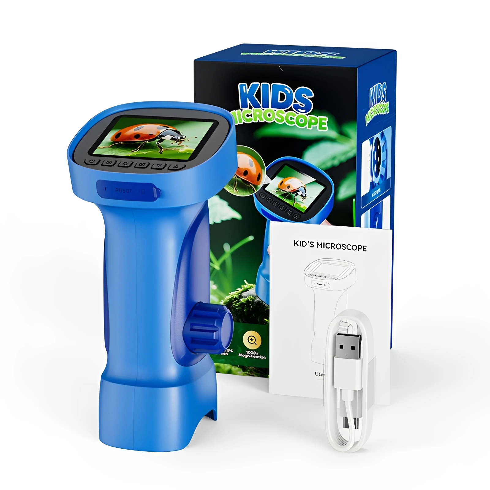 

Digital Microscope for Kids Mini Microscope Camera with 2.4" IPS Screen 1000x Zoom Adjustable Children Microscope Birthday Gift