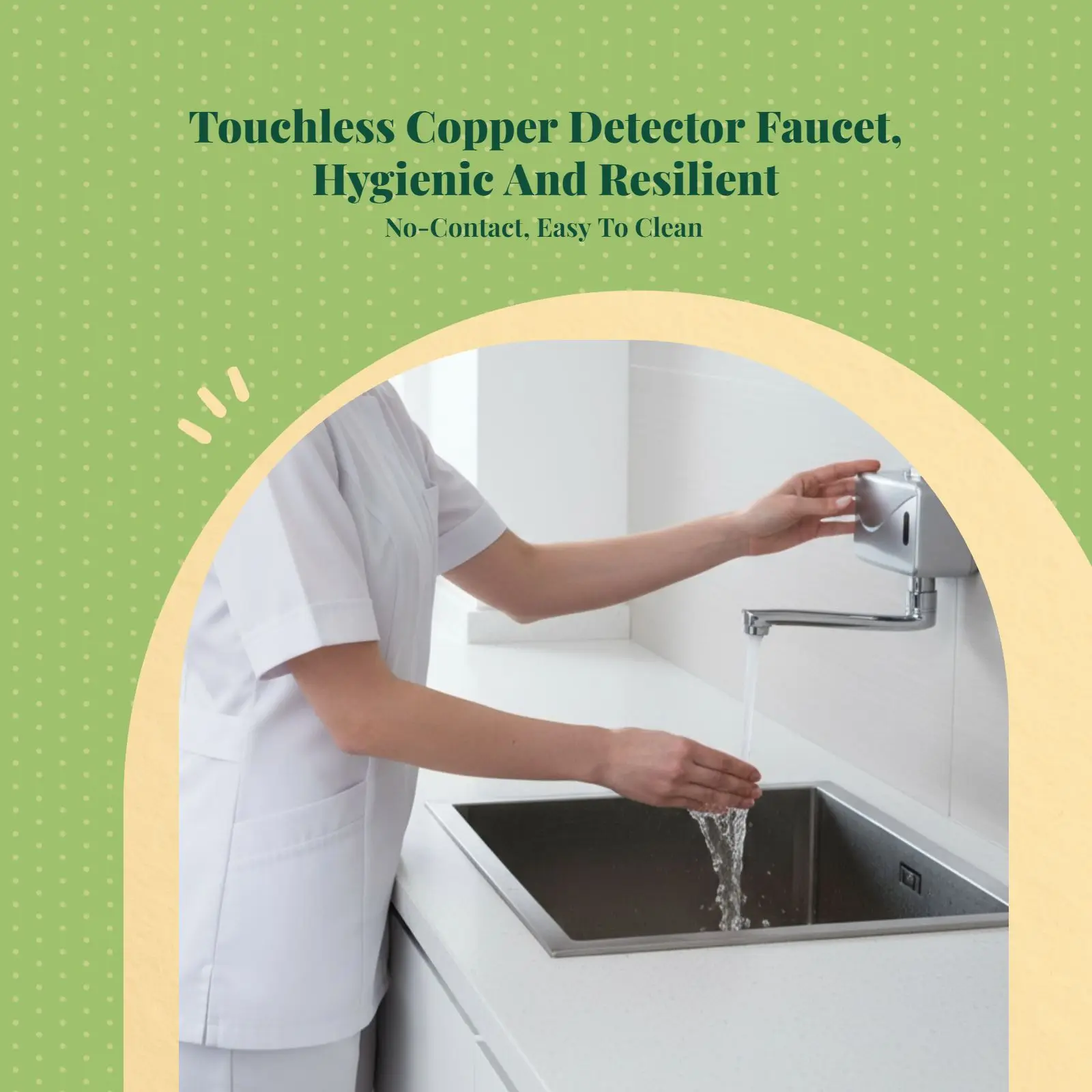 صنبور كاشف بدون لمس، صنبور حوض الحمام الأوتوماتيكي الموفر للمياه المثبت على الحائط، نحاس معزز، مرحاض تجاري