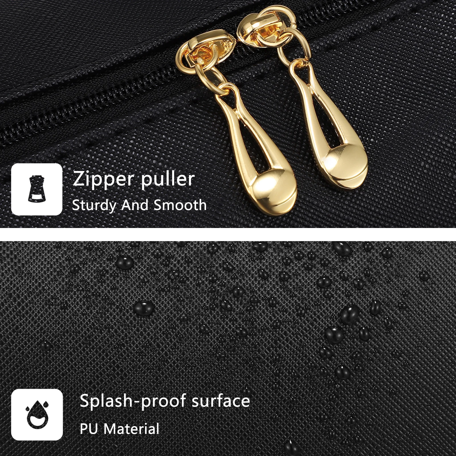 

2pcs Toiletry Makeup Bag Traveling Bag PU Travel Toiletry Organizer Black Gold Portable Storage Cosmetics