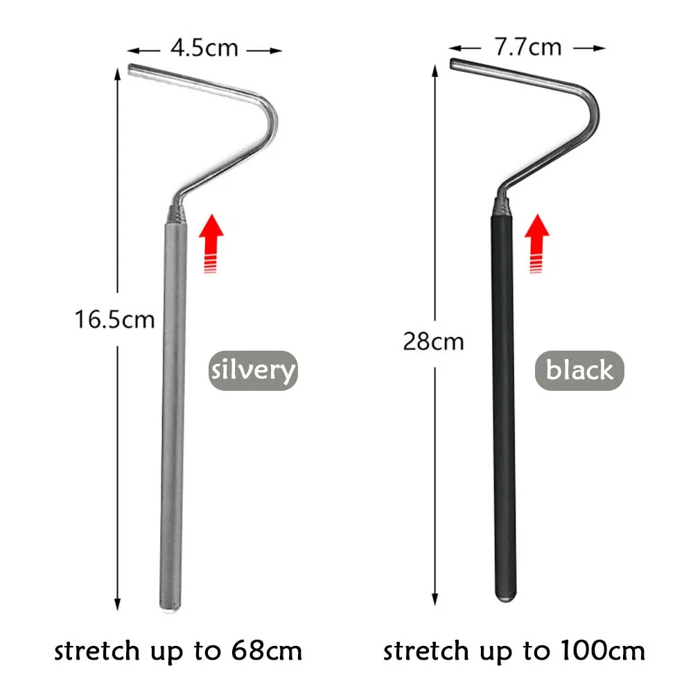 Snake Hook Safety Retractable Professional Reptile Snake Catching Tool Reptiles Stainless Steel Hook Accessories Safe Distance