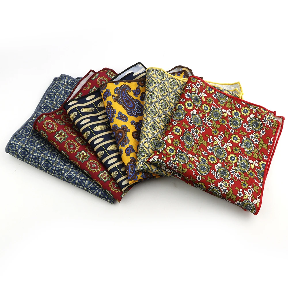 

Мужской дизайнерский носовой платок из полиэстера с красным пейсли, желтый платок с цветочным узором, карманный платок для гитары, деловой повседневный платок с карманами