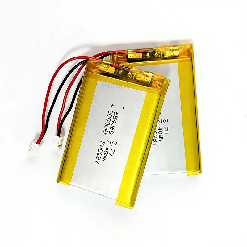 654060 2000mAh Battery 3.7 V Lithium Polymer Rechargeable Batteries Li Po for Heating Gloves Hand Warmer Purifier Fill Light GPS