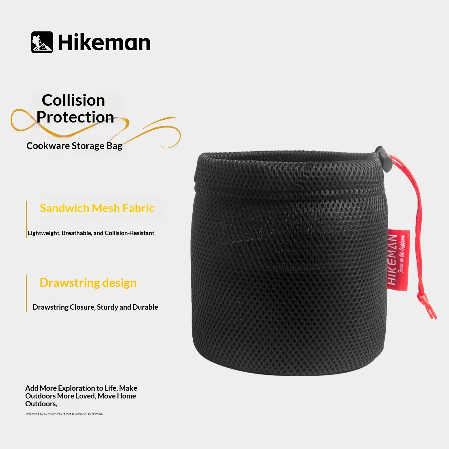 Outdoor Camping Pot Set Storage Bag Picnic Boiler Net Pocket Breathable Collision Protection Drawstring Handbag