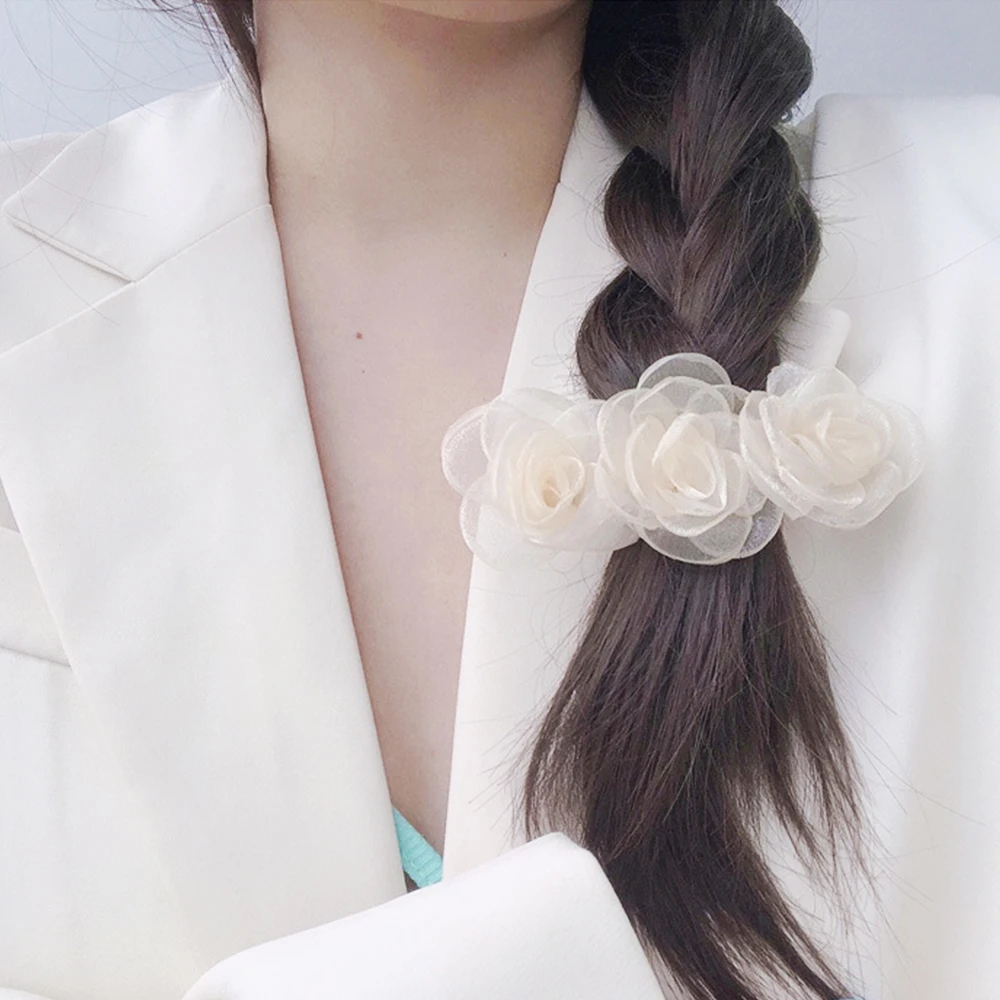 Camellia Hair Clips Pure White Headband Wedding Hairpin Ponytail Hair Holder Hair Accessories For Women