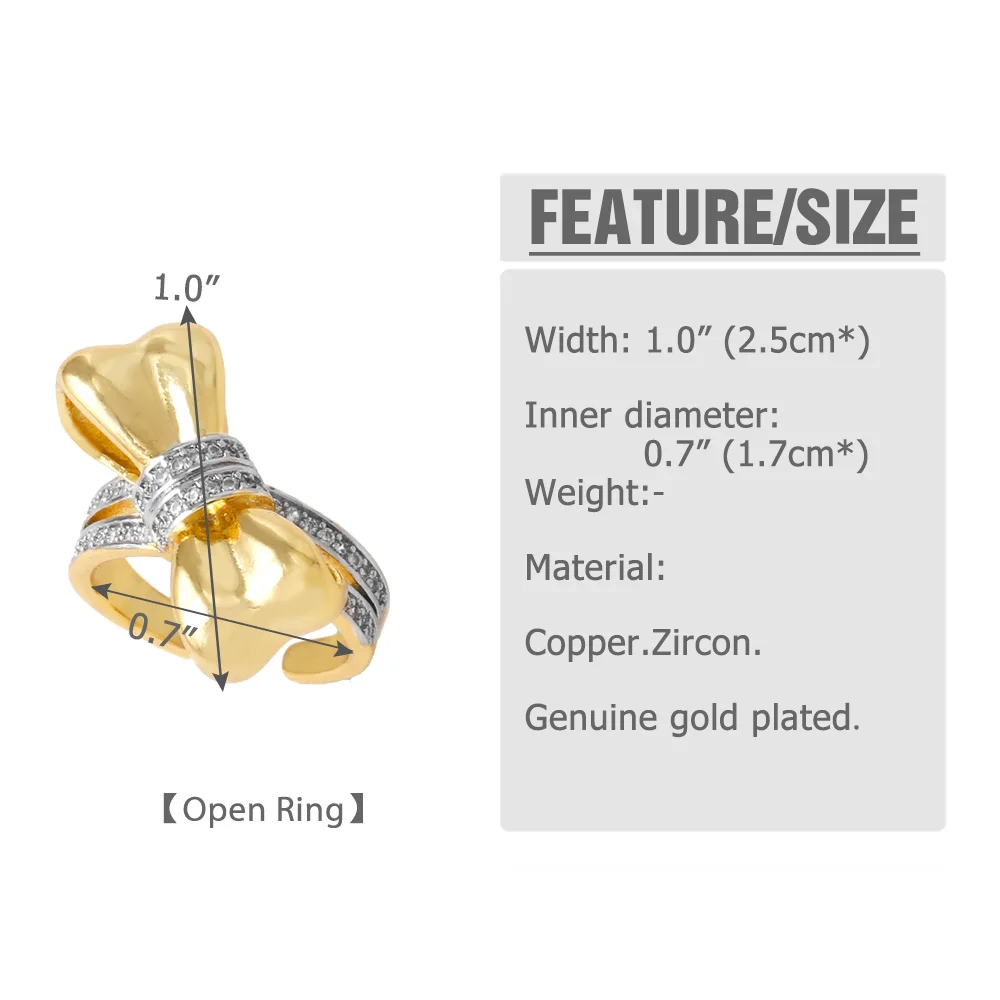OCESRIO Crystal Silver Color Ball Statement Rings for Women Copper Gold Plated Butterfly Open Ring Women Jewelry Gift righ51