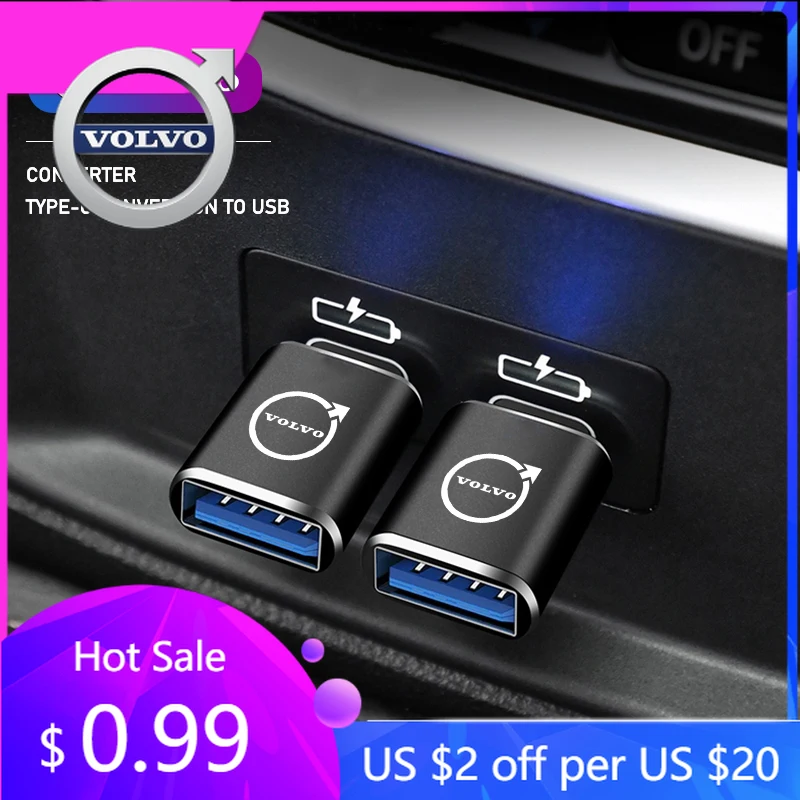 

Колпачки-концентраторы Новый адаптер Volvo Type-C к USB Автомобильный кабель для быстрой зарядки Конвертеры для XC90 V90 V60 XC60 V40 EC40 EX40 S80 S60 S90 C40